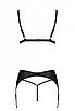 Комплект з екошкіри Passion Miley Set black S/M: трусики, бюстгальтер, пояс для панчіх, фото 4