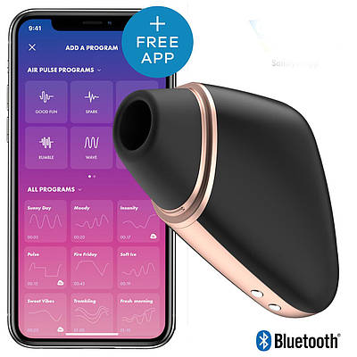 Вакуумний кліторальний стимулятор Original Satisfyer Love Triangle Black з керуванням через інтернет