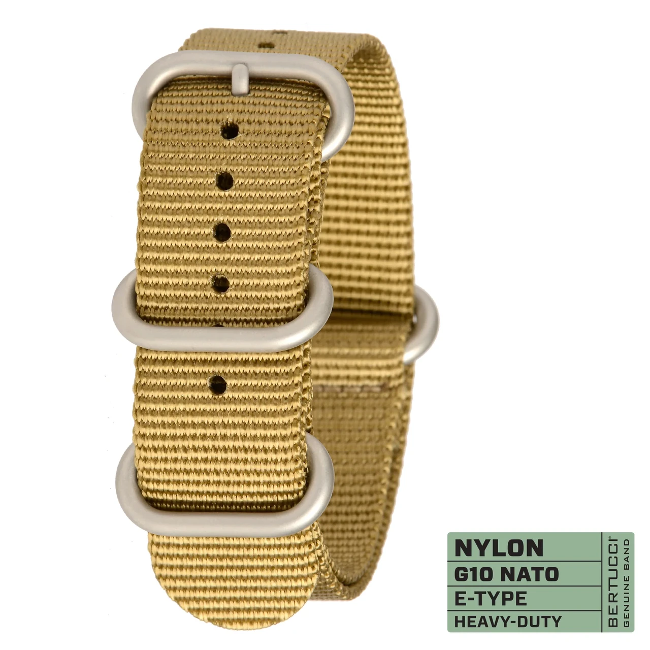 Ремінець нейлоновий bertucci #212N - NATO Khaki w/ matte hardware, 7/8" - 22 mm size for A-2, A-3, A-6 & B-1 Cases, фото 1