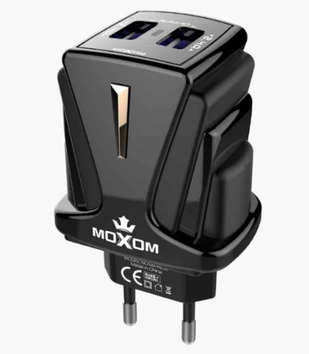 Зарядний пристрій + кабель MicroUSB MOXOM HC37 |2USB / 2.4A| Чорний