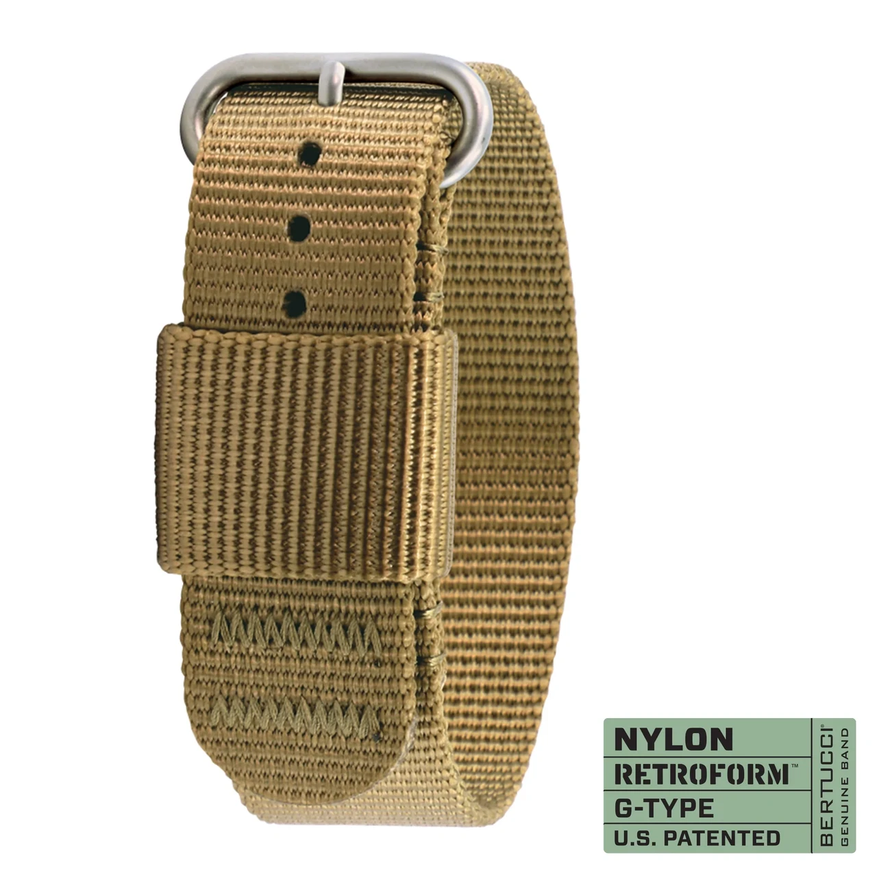 Ремінець нейлоновий bertucci #340 - RETROFORM KHAKI w/ matte hardware, 7/8" - 22 mm size for A-2, A-3, A-6 & B-1 Cases, фото 1
