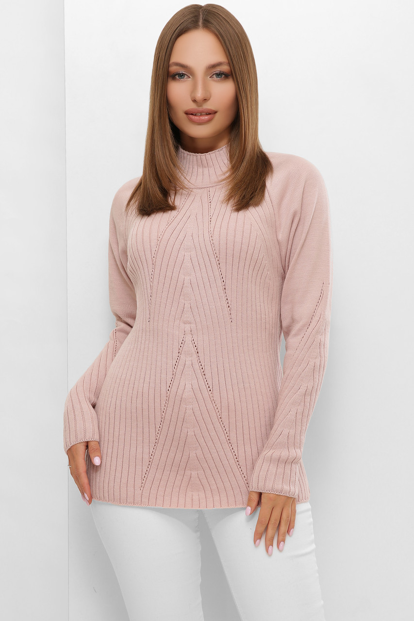 В'язаний жіночий светр, пудра, рожевий
