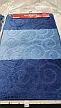 Синій набір килимків Туреччина 3Д з малюнком у ванну кімнату та туалет, фото 6