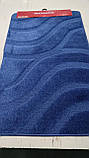 Синій набір килимків Туреччина 3Д з малюнком у ванну кімнату та туалет, фото 7