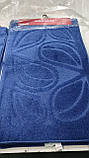 Синій набір килимків Туреччина 3Д з малюнком у ванну кімнату та туалет, фото 3