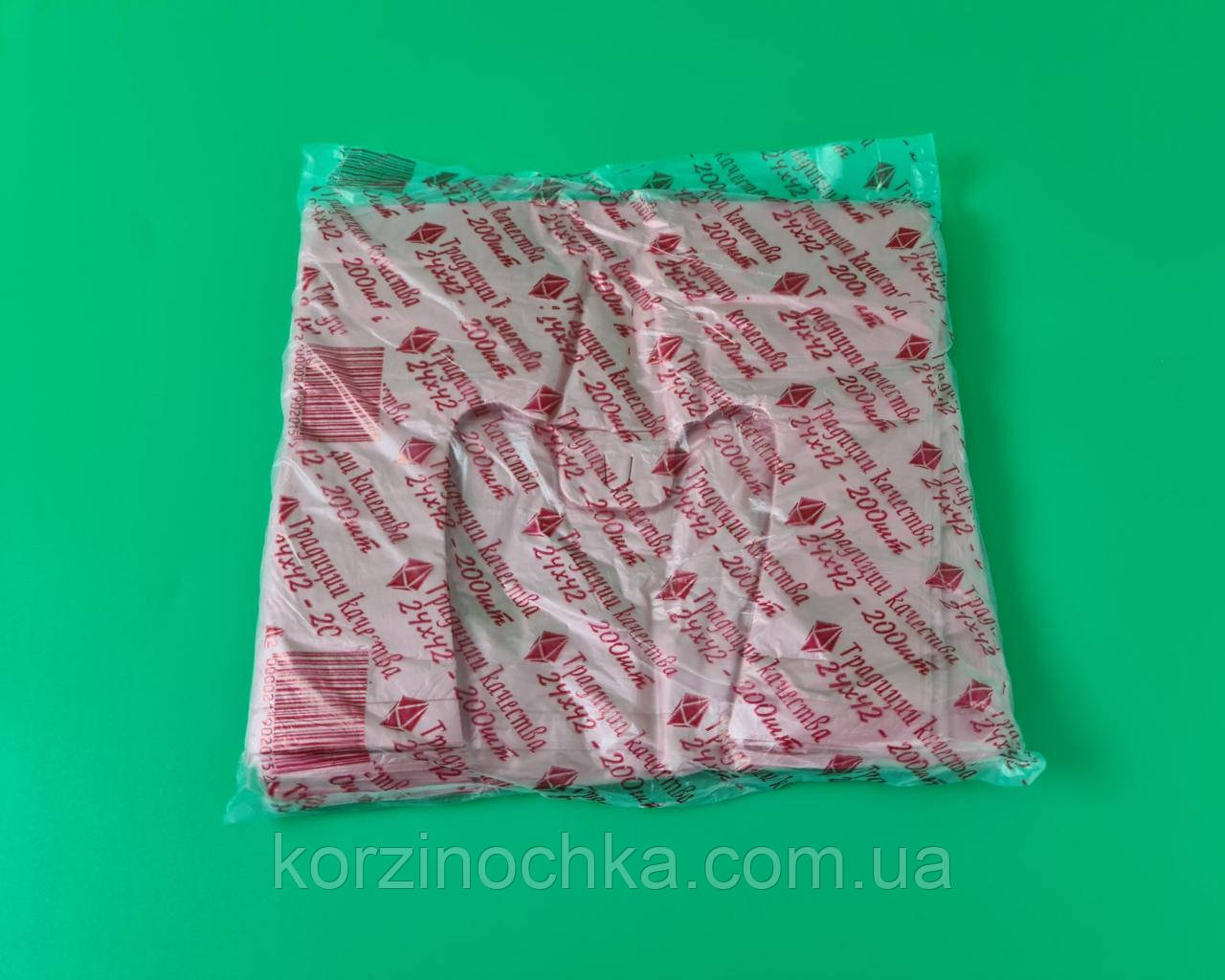 Фасувальні пакети Майка 24*42 Полька(200 шт)Поліетиленові пакувальні кульки