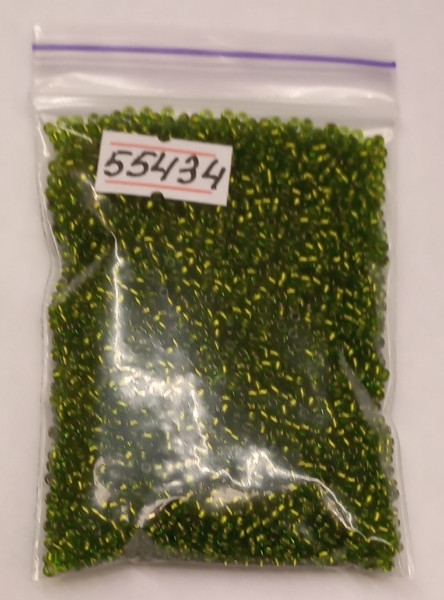 Бісер 10/0, колір — зелений блискучий No55434 (пач.50 грамів), фото 1