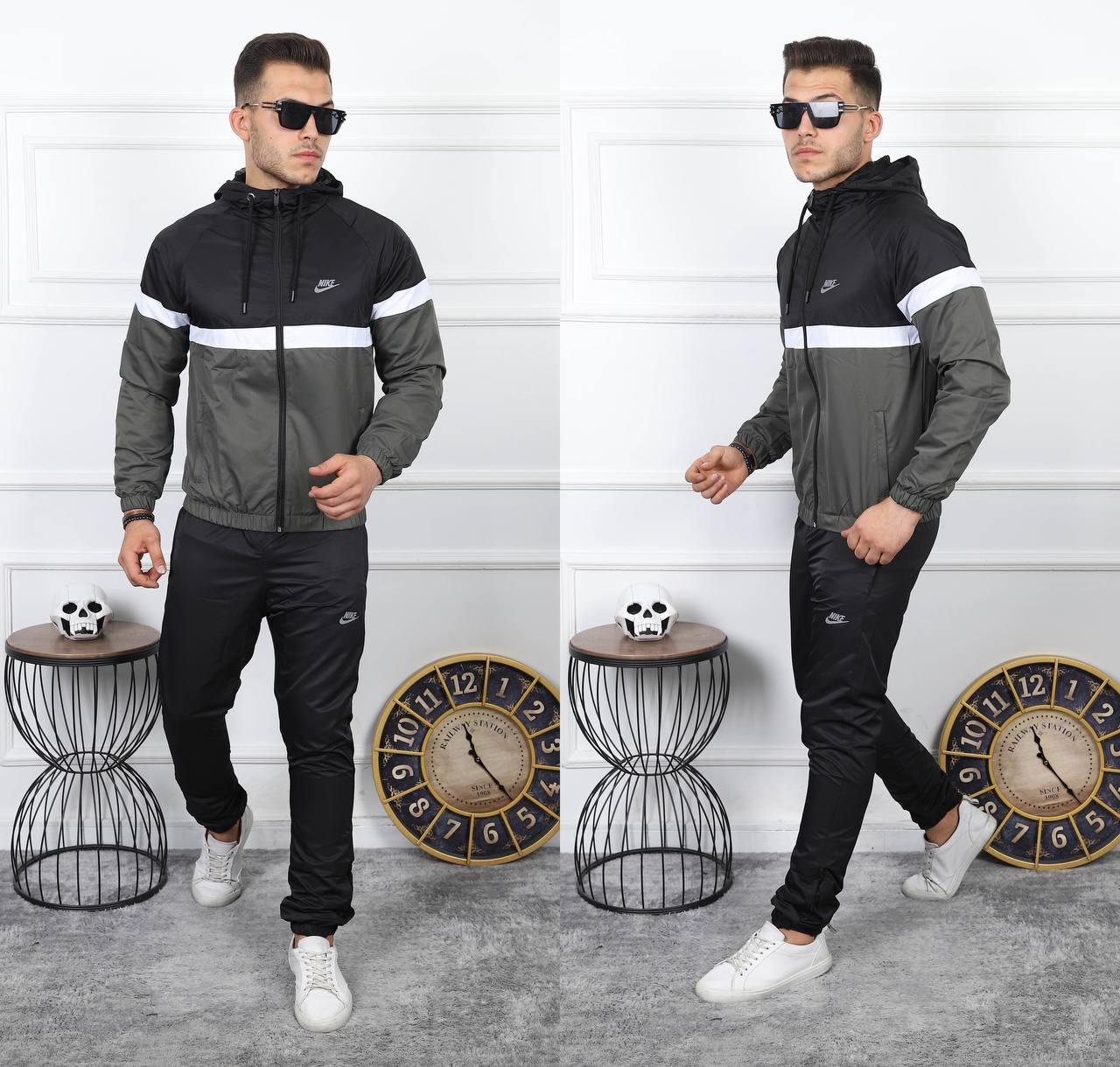 Чоловічий спортивний костюм Nike (Найк) (2211) Khaki, плащівка, Туреччина, весняний осінній, Хакі. Чоловічий одяг, фото 1
