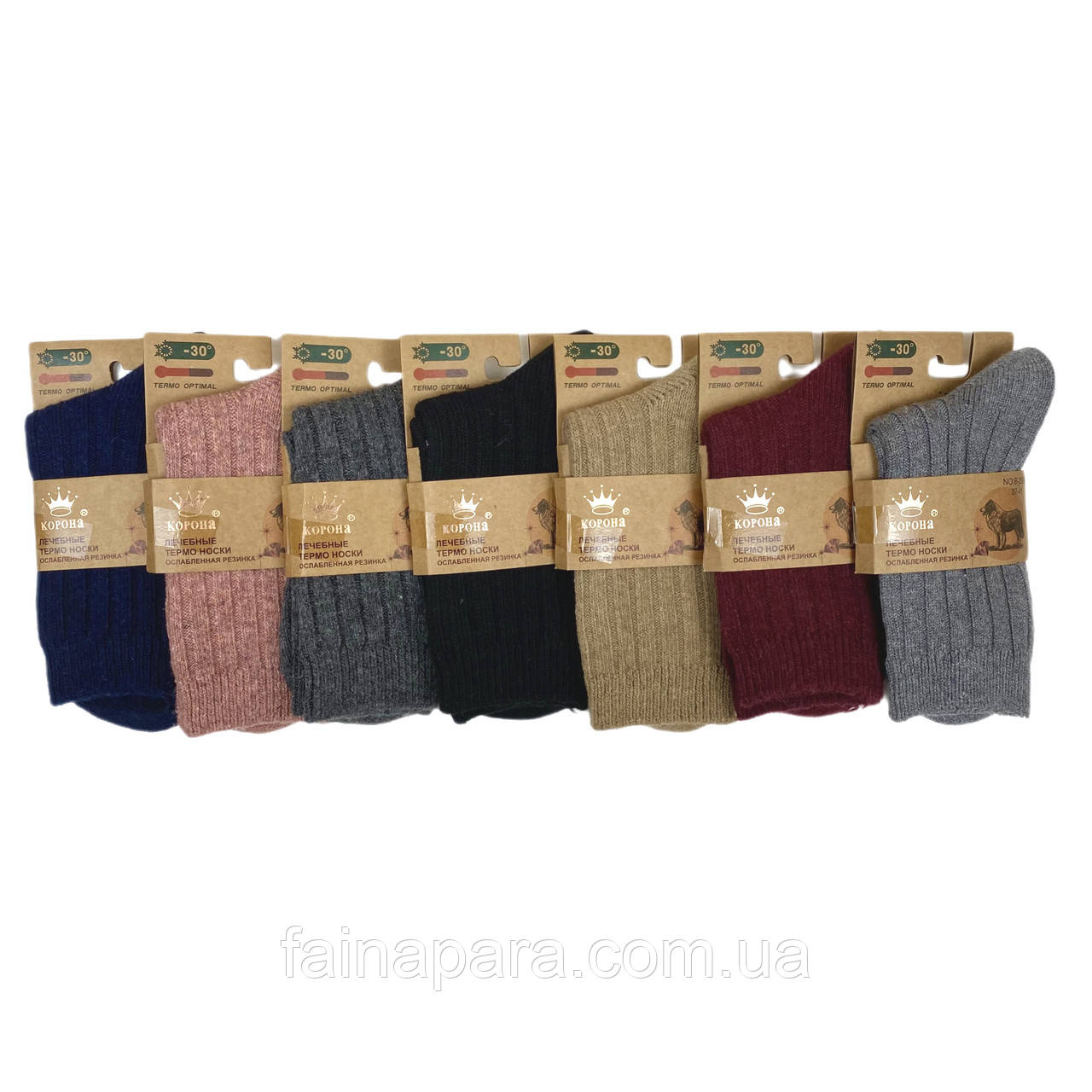 Жіночі термошкарпетки з ослабленою гумкою з верблюжої шерсті Корона (рубчик), фото 1