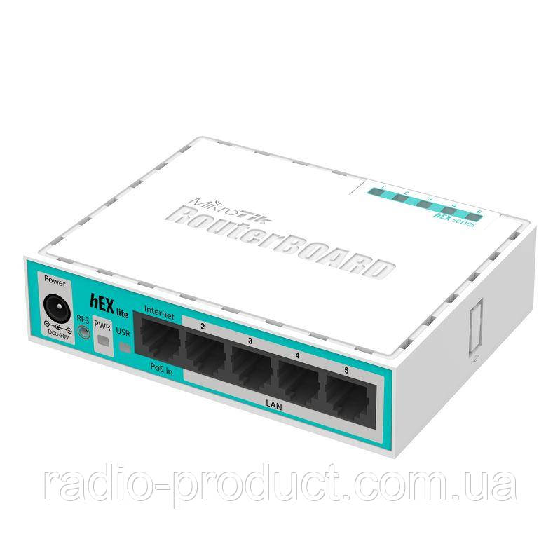 Маршрутизатор MikroTik RouterBOARD RB750r2 hEX lite (850MHz/64Mb, 5х100Мбіт, PoE in)