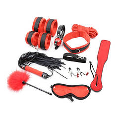 Набір для бдзм ігор з 10 предметів чорно-червоний Shades of Love | Knopka