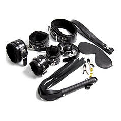 Набір для бдзм ігор з 7-ими предметами чорних з хутром Shades of Love | Knopka