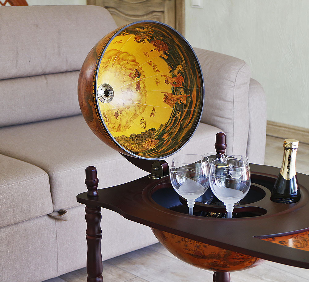Глобус бар со столиком Древние карты коричневый сфера 33 см Гранд Презент 33035R - фото 3 - id-p1628278690