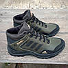Чоловічі зимові шкіряні черевики (натуральна шкіра) хакі на хутрі, чоловіче взуття на зиму, розмір 40 41 42 43 44 45, фото 2