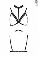 Бюстгальтер-стрепи з чокером SHELLY BRA black S/M - Passion Exclusive PS27902