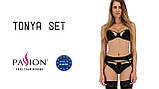 Комплект білизни TONYA SET black XXL/XXXL - Passion Exclusive: трусики, ліф, пояс для панчох PS24112, фото 4