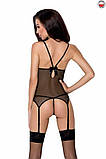 Корсет з пажами MELANIA CORSET black L/XL - Passion, трусики, напівпрозорий EL16307, фото 2