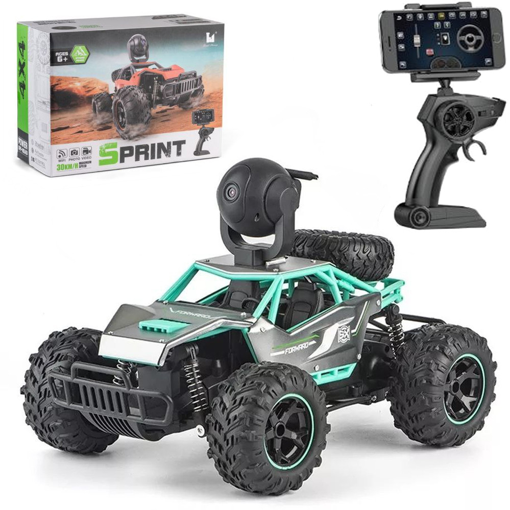 Машинка всюдихід SPRINT зелена з камерою 1080Р та пультом WiFi акумуляторна на радіокеруванні, фото 1