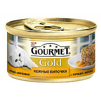 Влажный корм для кошек Gourmet Gold Нежные Биточки с курицей и морковью 85 г