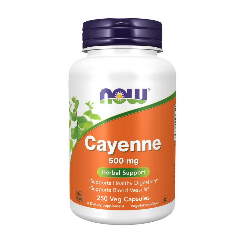 Біодобавка NOW Foods Cayenne 500 mg 250 veg caps, фото 1