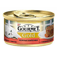 Влажный корм для кошек Gourmet Gold Нежные Биточки с говядиной и томатом 85 г