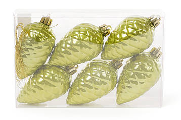 Набір (6шт.) ялинкових прикрас Шишки 7см, колір - золото