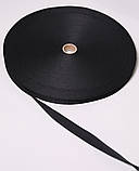 Стрічка ремінна 2,5см 100м чорна для сумок і рюкзаків, фото 3