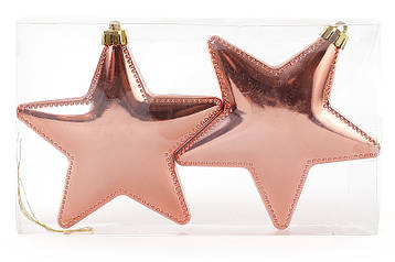 Набір (2шт.) ялинкових прикрас Зірка 11.5см, колір - рожевий