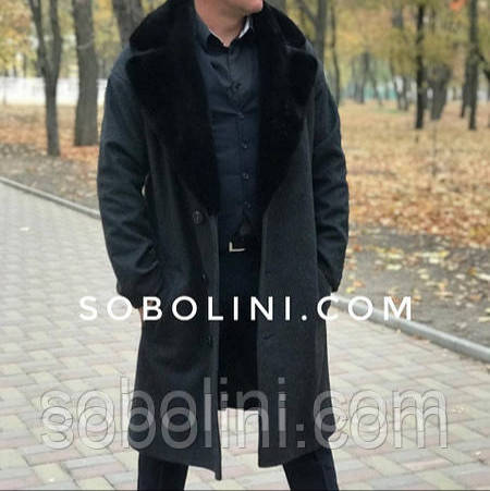 Пальто 100% вовна чоловічого з хутряним коміром