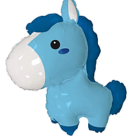 Фольгована куля блакитна конячка, велика куля фігура Flexmetal Іспанія 87х72 см