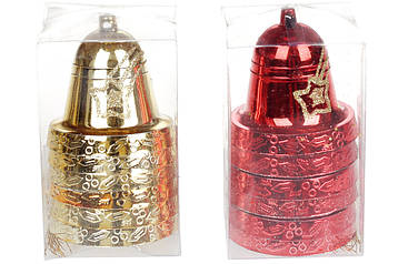 Набір (6шт.) ялинкових прикрас Колокольчик 6см, 2 дизайни