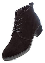 Стильні жіночі черевики натуральна замша із шнурівкою та зручними підборами D20KB, фото 3