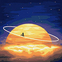 Картина по номерам "Вокруг сатурна с красками металик" KHO9546 50х50 см