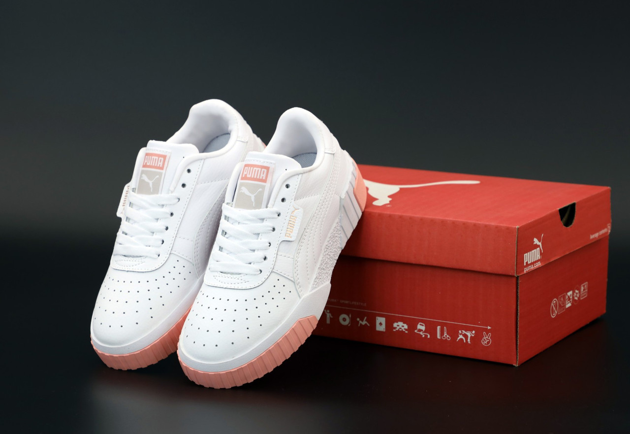 Puma Cali Triple Sport White Pink Жіночі кросівки Кеди Пума калі трипл із білим із рожевим осінь 36-39 розміри