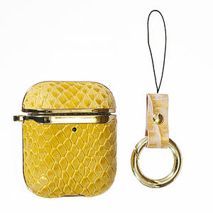 Чохол Onegif Leather Snake для AirPods 1 / 2 Yellow