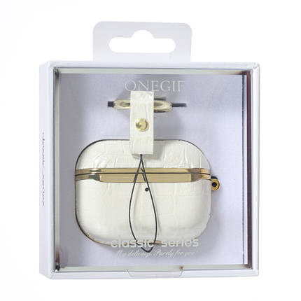 Чехол Onegif Leather Croco AirPods Pro, White, фото 3