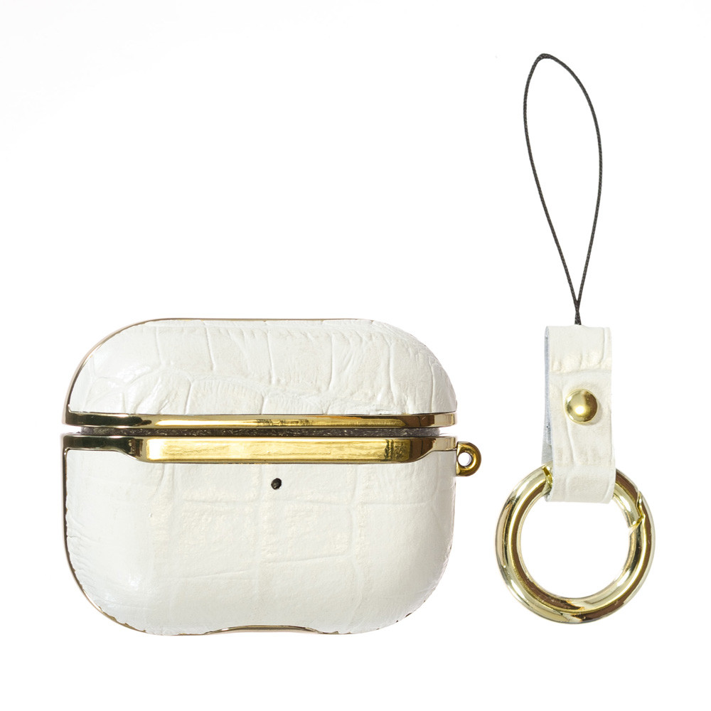 Чехол Onegif Leather Croco AirPods Pro,  White