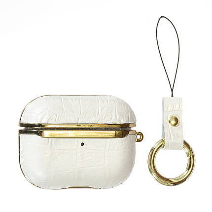 Чехол Onegif Leather Croco AirPods Pro, White, фото 1