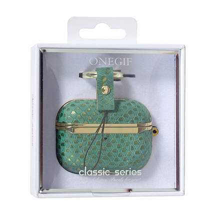 Чехол Onegif Leather Snake AirPods Pro, Green, фото 3