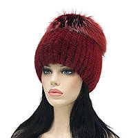 Хутряна шапка з одатри з чорнобуркою "Бон" (червона)