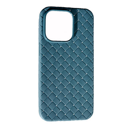 Чохол Шкіра Плетіння для Apple iPhone 14 Pro Grey, фото 1