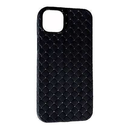 Чохол Шкіра Плетіння для Apple iPhone 14 Plus Black, фото 1