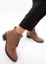 Модні жіночі черевики натуральна шкіра із шнурівкою та зручними підборами D20KB, фото 3