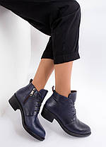 Модні жіночі черевики натуральна шкіра із шнурівкою та зручними підборами D20KB, фото 5