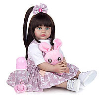 Реалістична лялька Реборн (Reborn) 50 см м'яконабивна Христина в наборі соска, пляшка, іграшка