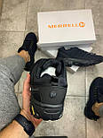 Теплі чоловічі кросівки-черевики Merrell Vibram зимові осінь-зима термо повсякденні чорні. Живе фото, фото 5