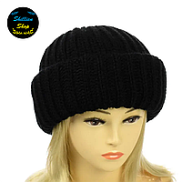 Пышная зимняя женская шапка - Барбара - Черный