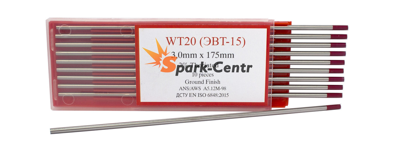 Вольфрамовий електрод Ø3,0 мм червоний WT-20 (оксид торію), фото 1