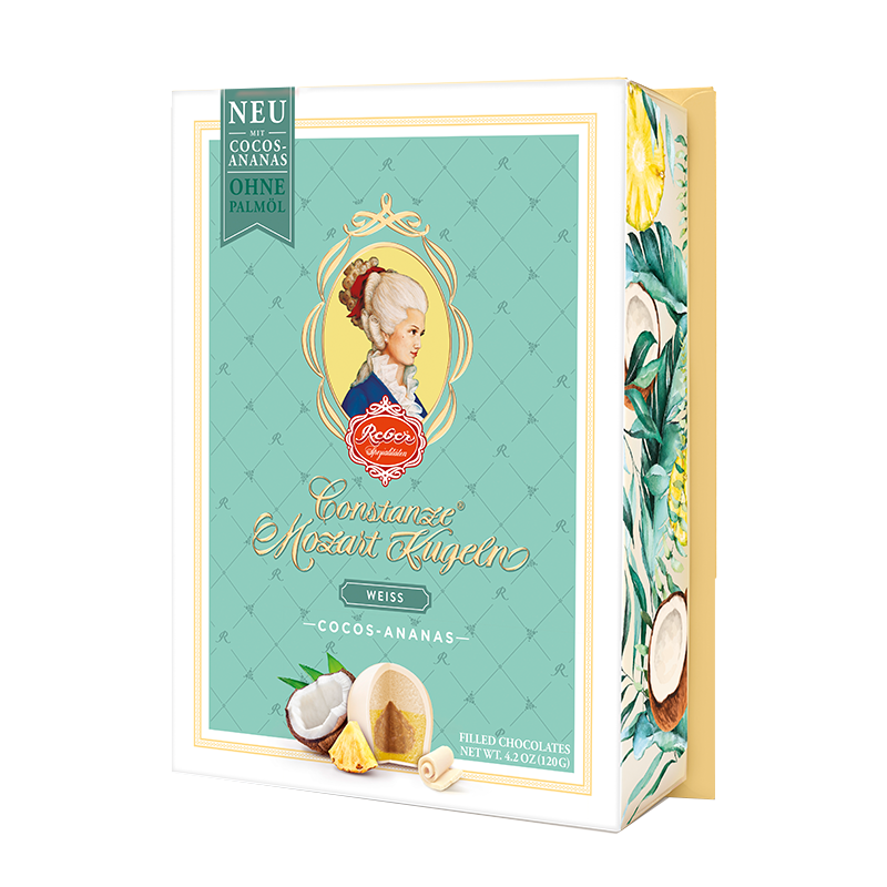 Цукерки Mozart Reber Constanze Raspberry з кокосом, ананасом і марципаном, 120 г.
