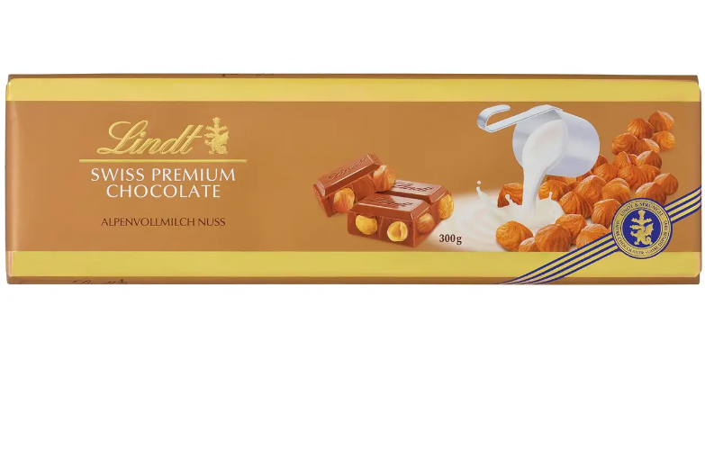 Молочний шоколад Lindt Swiss Premium з цілим фундуком 300 г